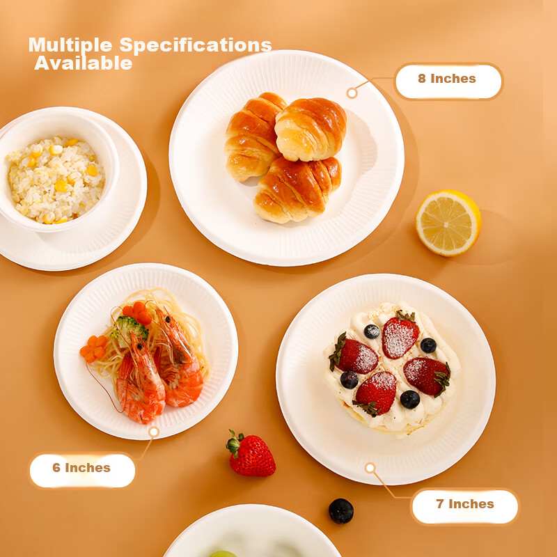 YOUAO 6-Inch Disposable Plates (Pack of 30) Biodegradable Paper Plates Cake Hand...