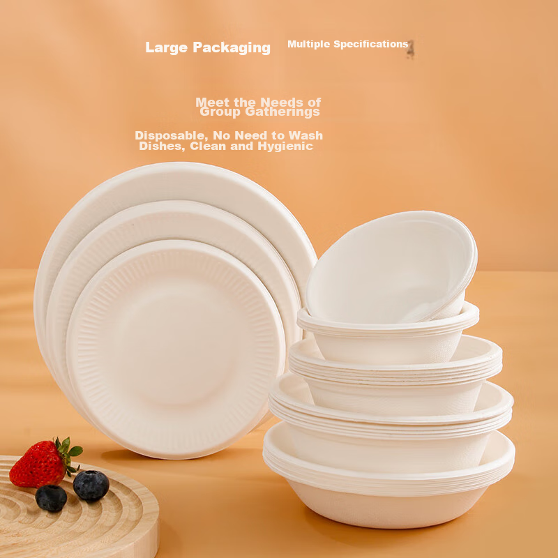 YOUAO 6-Inch Disposable Plates (Pack of 30) Biodegradable Paper Plates Cake Hand...