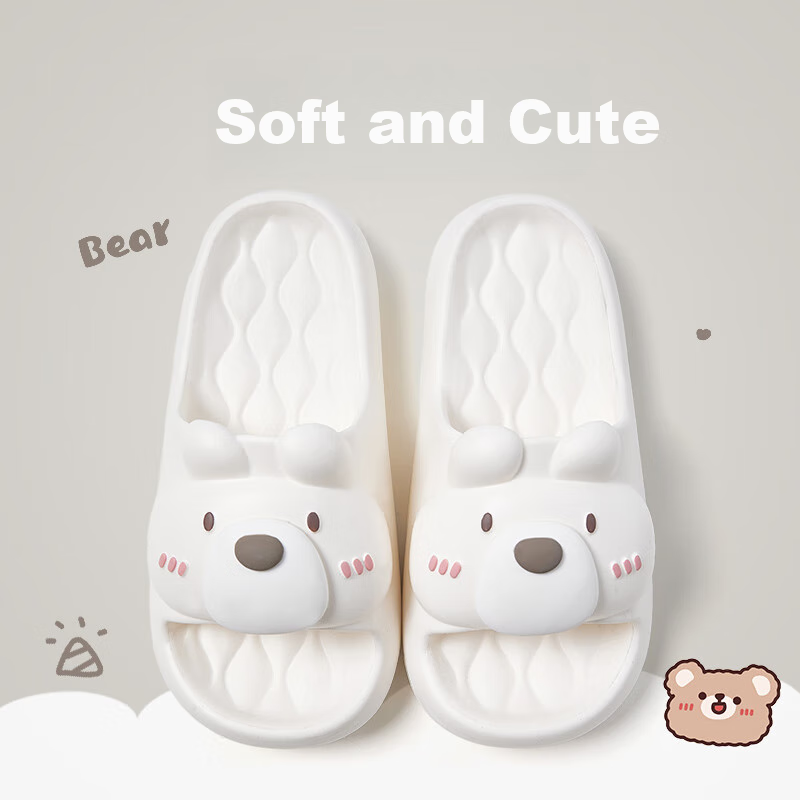 Utune Women's Cartoon Bear Thick-Soled Slippers with Poop-Stepping Sensation for...