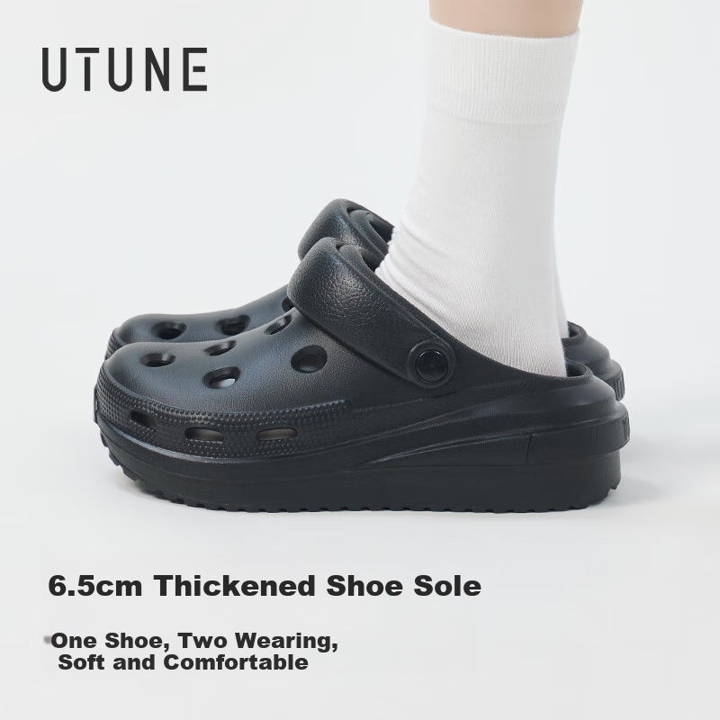 Utune Women's Platform Hole Shoes with Increased Height, Summer Outdoor Office B...