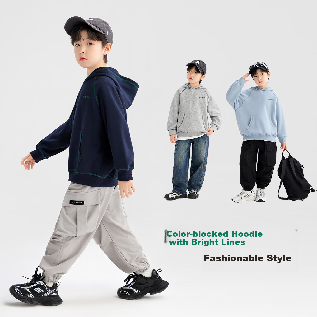 Zuoxi Boys' Hooded Sweatshirt Children's Top Spring 2025 New Stylish Boys' Casua...