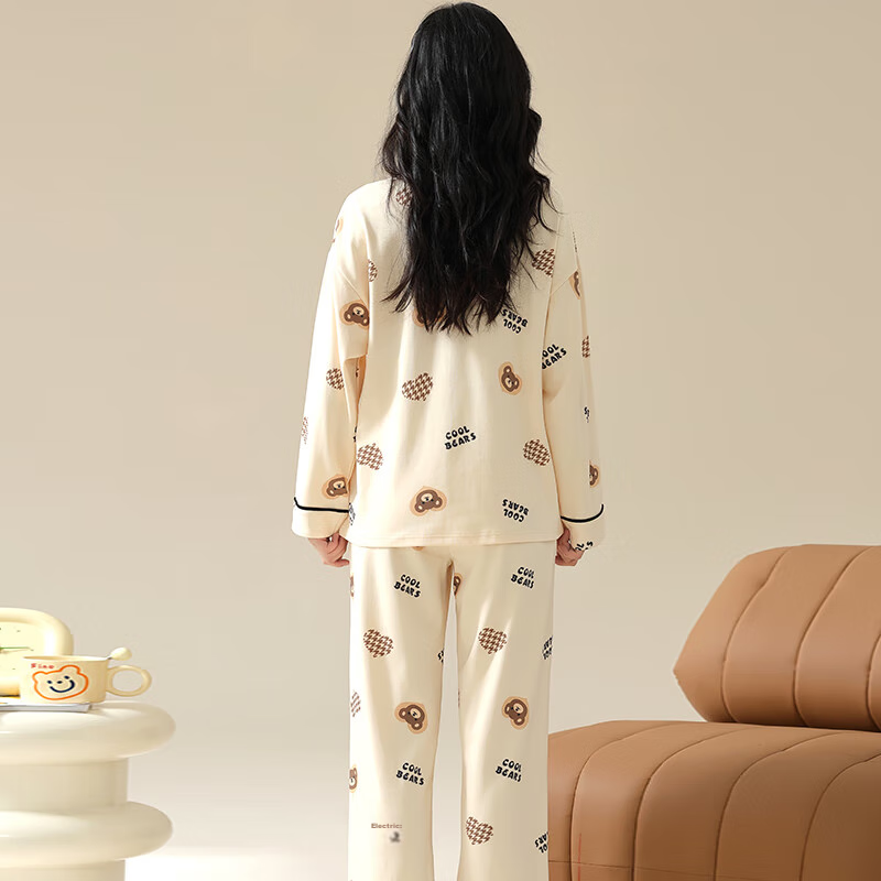 Xueximan Women's Cotton Pajamas, Versatile Cute Bear Print, Built-In Bra Pads, S...