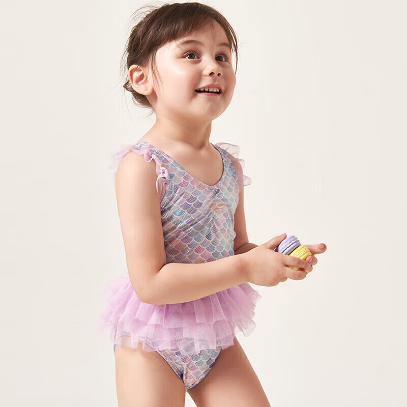 Yizi Children's Swimsuit, One-Piece Swimsuit Dress for Girls, EZI18G018, Fish Sc...