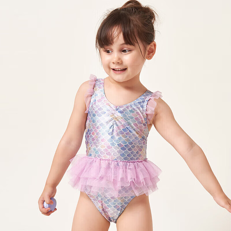 Yizi Children's Swimsuit, One-Piece Swimsuit Dress for Girls, EZI18G018, Fish Sc...