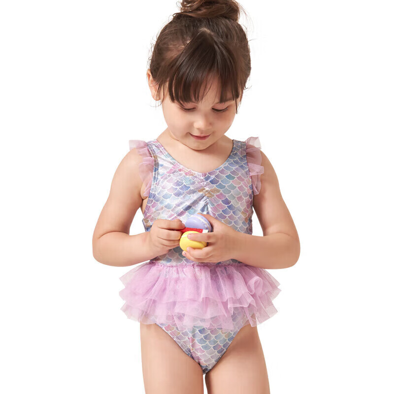 Yizi Children's Swimsuit, One-Piece Swimsuit Dress for Girls, EZI18G018, Fish Sc...