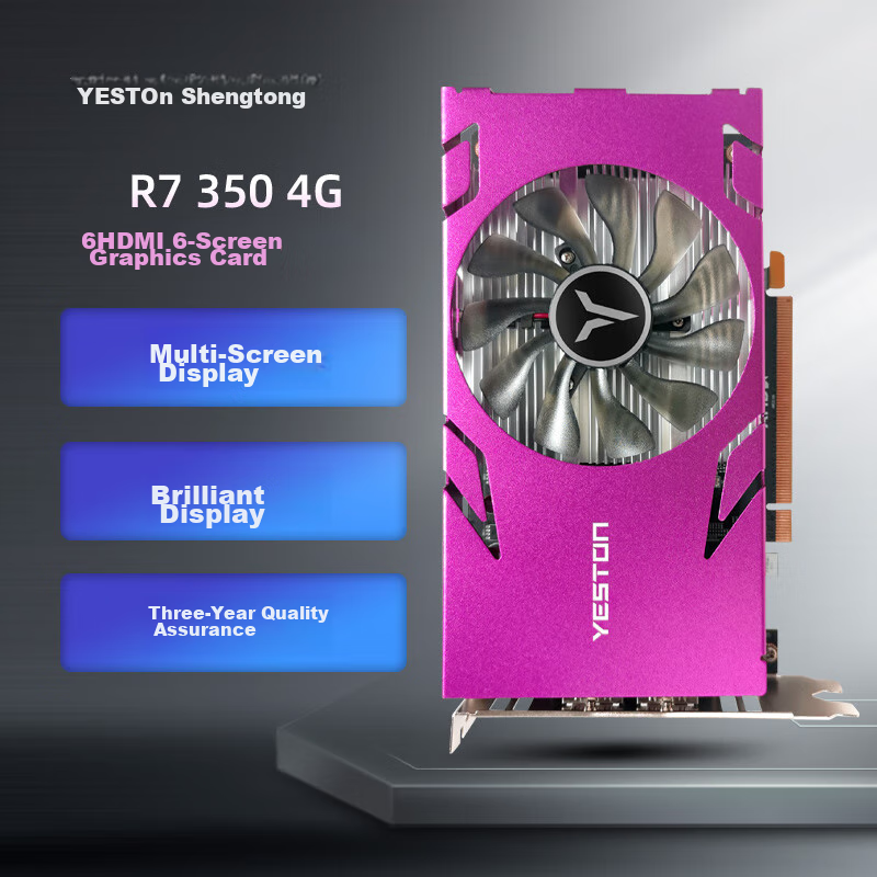 Yeston R7 350 4G 6HDMI Six-Screen Graphics Card, EDID Professional Lock Screen V...
