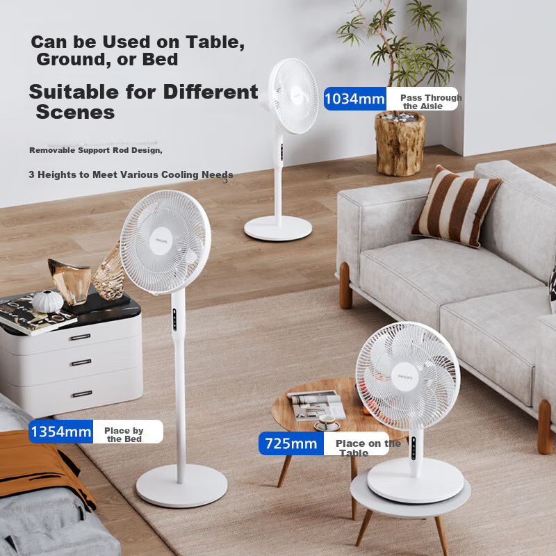 PHILIPS 16-Inch 7-Blade Quiet Floor Standing Fan for Home Use, Dual-Use Vertical...