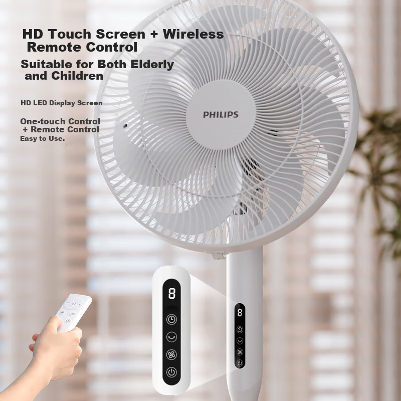 PHILIPS 16-Inch 7-Blade Quiet Floor Standing Fan for Home Use, Dual-Use Vertical...