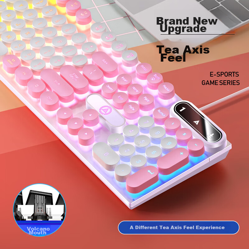 Yingdiao K600 Keyboard Colorful Package Upgraded Version, Retro Punk Keycaps, Me...