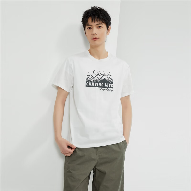 Giordano Men's Short-Sleeve T-Shirt, Summer Pure Cotton Outdoor Themed Printed R...