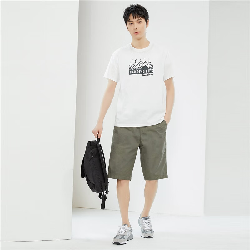 Giordano Men's Short-Sleeve T-Shirt, Summer Pure Cotton Outdoor Themed Printed R...