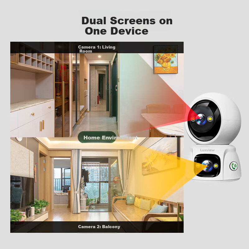 LUXVIEW Dual Camera 10 Million HD Smart Surveillance Camera for Home Wireless Wi...