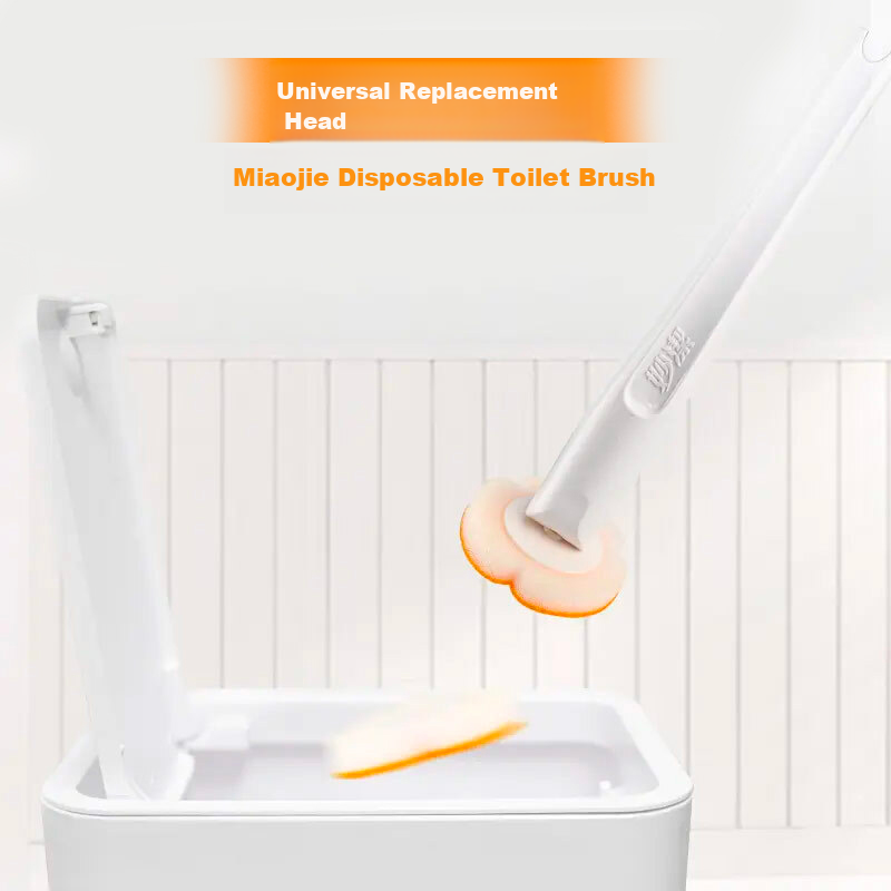 Miaojie Disposable Toilet Brush with 7 Replacement Heads, Wall-Mountable, Ready-...