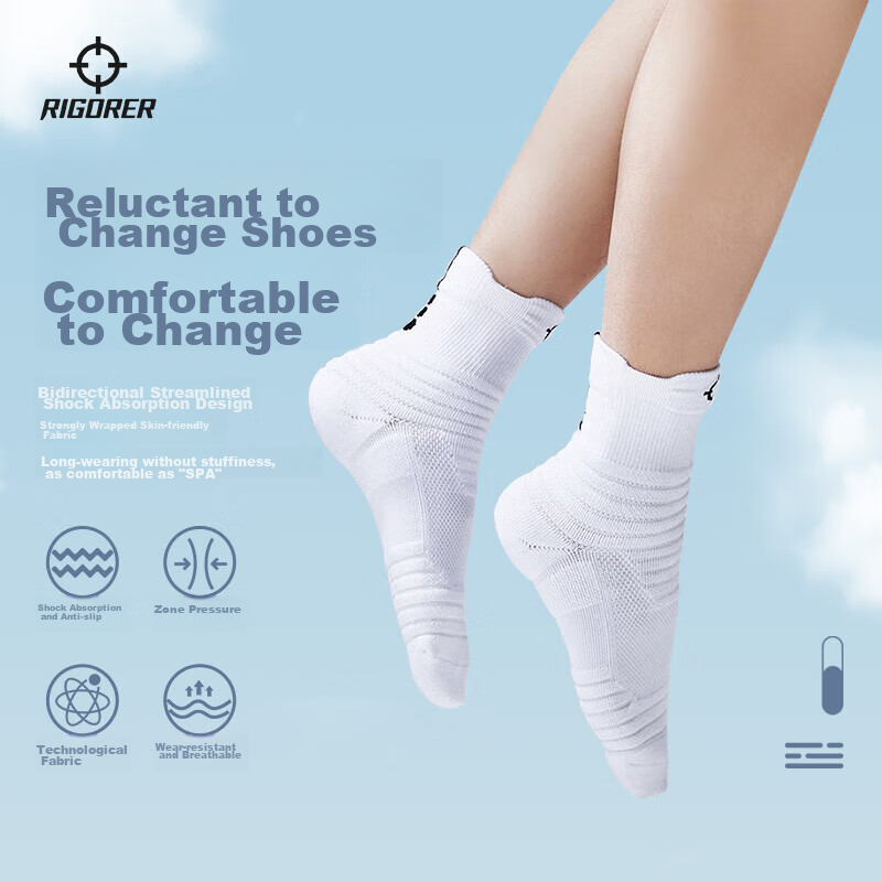 Zhunzhe Basketball Socks for Men, 3D Breathable Mid-Calf American-Style Sports R...