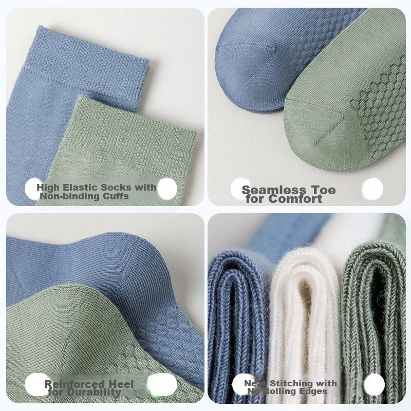 Maoren 5 Pairs of Men's Socks, 100% Pure Cotton Mid-Calf Socks, Summer Sports Sw...