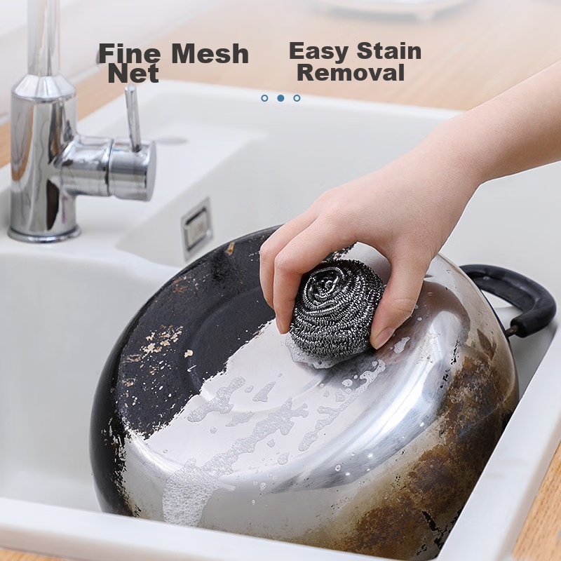 Meiliya Steel Wool Scrubber, 10-Pack, for Home Kitchen Use, Removes Grease, Wash...