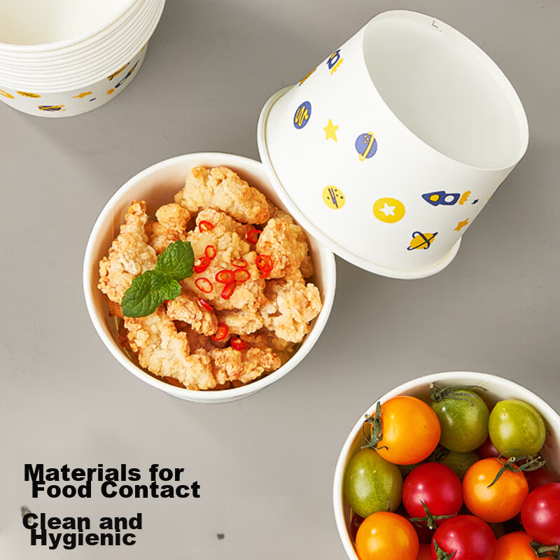 Youao Disposable Bowls, Thick Paper Bowls, 475ml*40 Pieces, Food-Grade Round Lun...