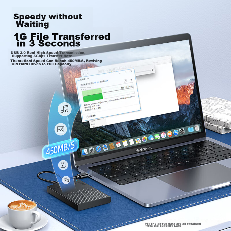 Youyuezhe USB3.0 External Hard Drive Enclosure, 2.5-Inch, Type-C to SATA, Compat...