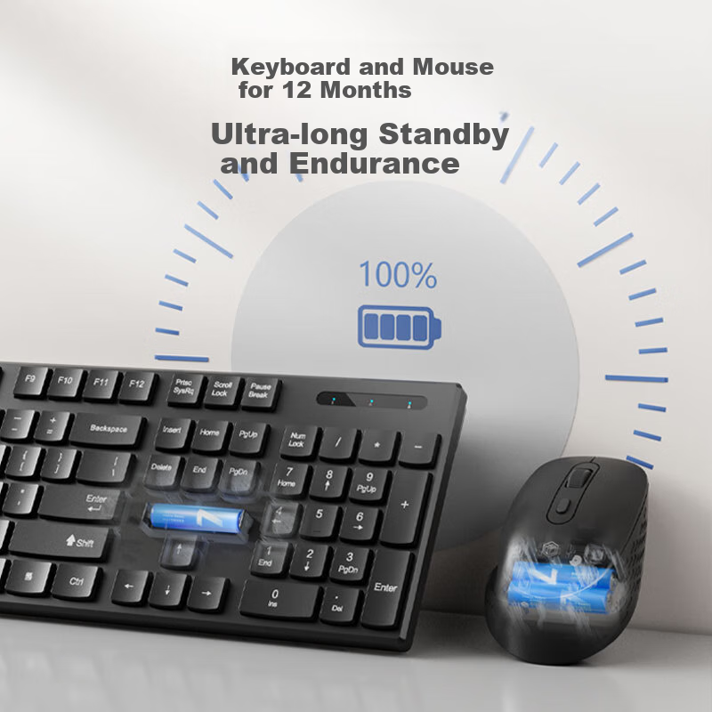 Jingzao S1 Wireless Keyboard and Mouse Set, Thin and Portable Full-size Office L...