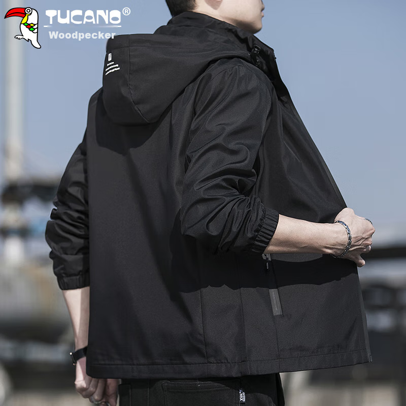 TUCANO Jacket for Men, Spring And Autumn Hooded Coat, Business Casual Loose Outd...