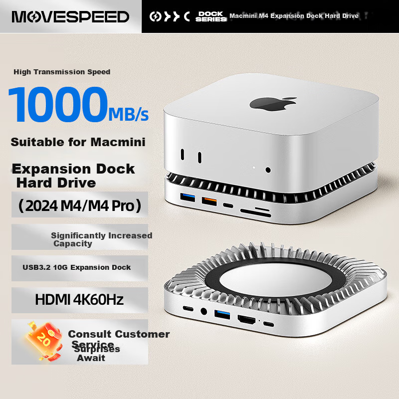 MOVE SPEED (MOVE SPEED) 2TB Portable Solid State Drive (PSSD) for Mac mini M4 Ex...