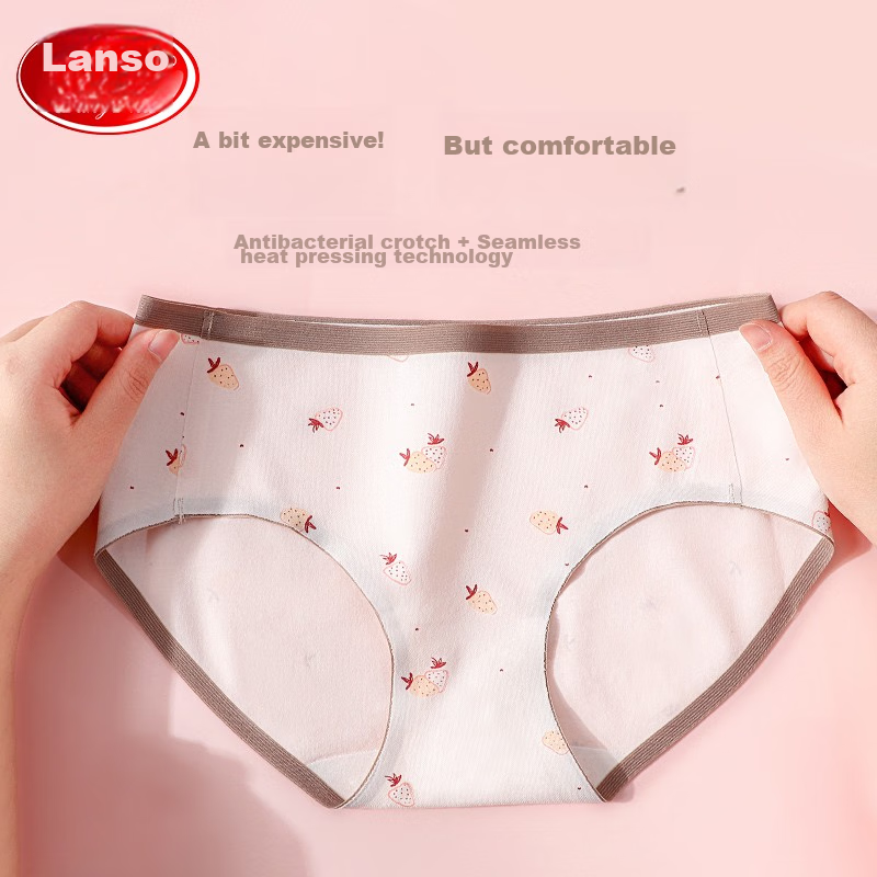 Langsha Women's Underwear, Cotton Crotch, Antibacterial, Mid-Rise, Cute, Seamles...