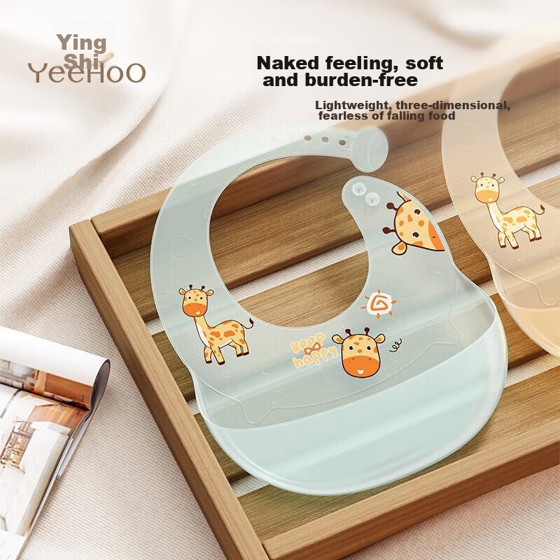 YEEHOO Baby Eating Bib, Infant Silicone Bib, Ultra-Soft Children's Feeding Bib,...