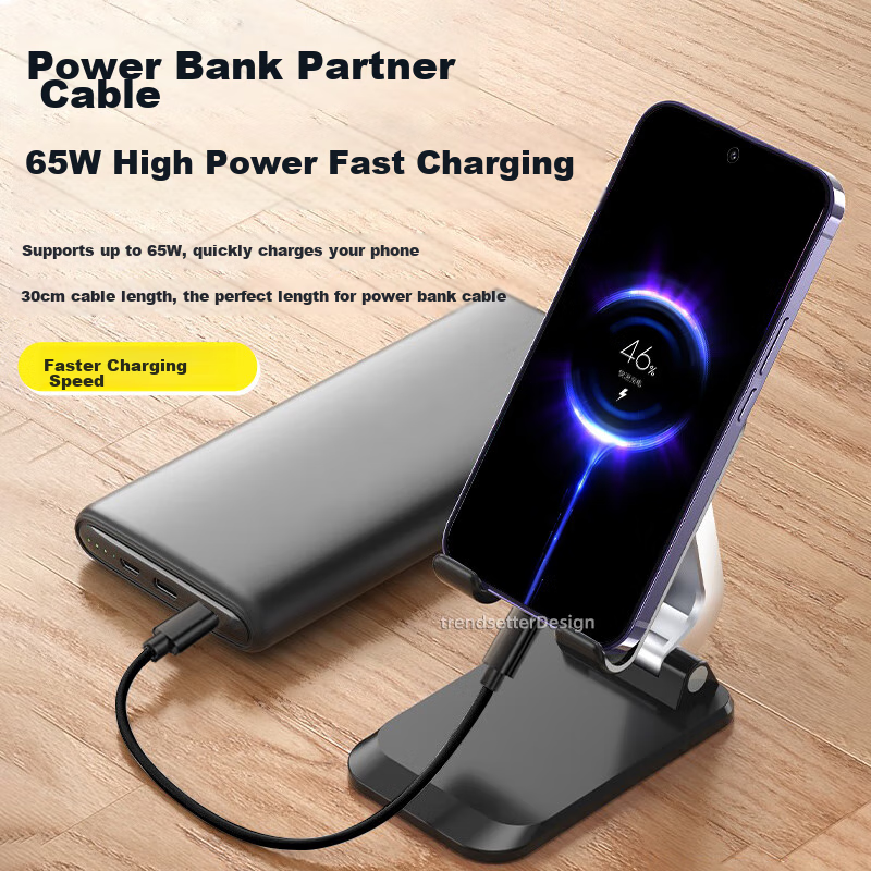 WinQian Compatible Samsung Data Cable, Double-Ended Type-C Charging Cable, 30cm...