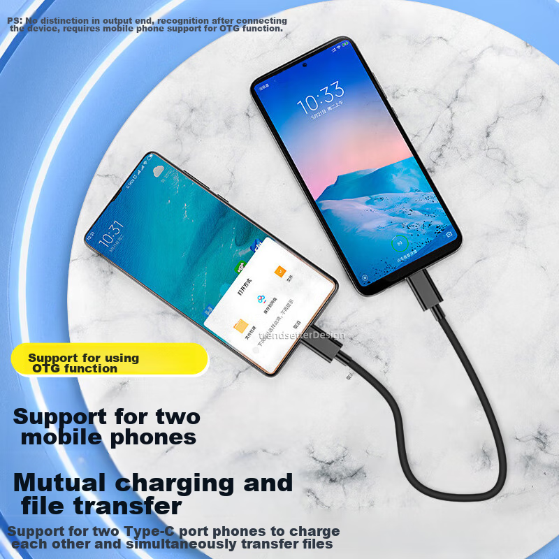 WinQian Compatible Samsung Data Cable, Double-Ended Type-C Charging Cable, 30cm...