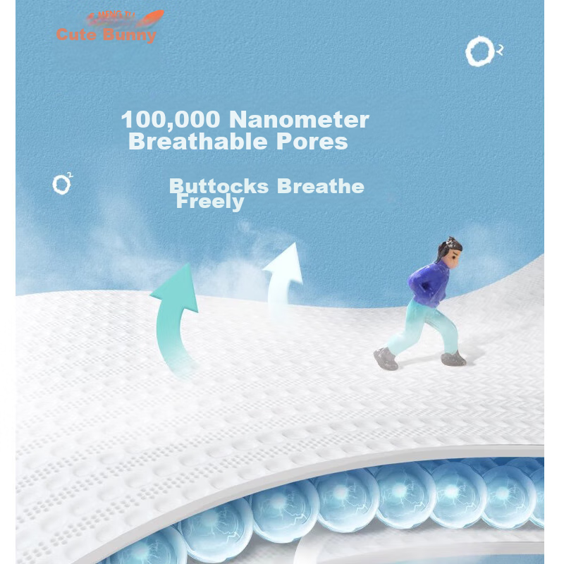 Cute Bunny Pull-Up Diapers 5XL Extra Large Size Baby Ultra-Thin Breathable 3XL 6...