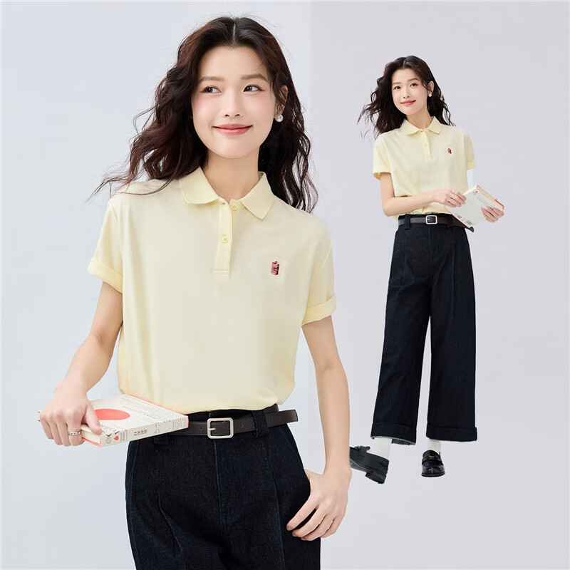 Giordano Women's Short-Sleeve Polo Shirt with Lycra Cotton Pique Fabric, Energet...