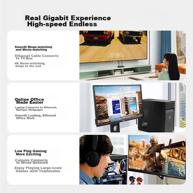 Lulian Cat6 Ethernet Cable, Gigabit High-Speed Network Broadband Cable, Cat6 Hom...