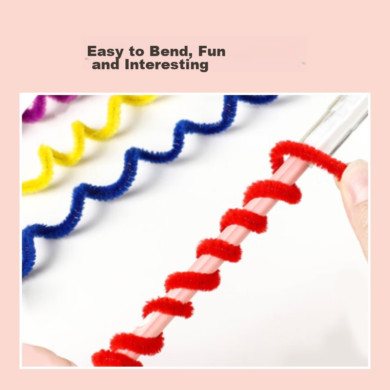 Dr. Ma Children's Twist Stick, Macaron Color Fuzz Felt Strip, Kindergarten DIY C...