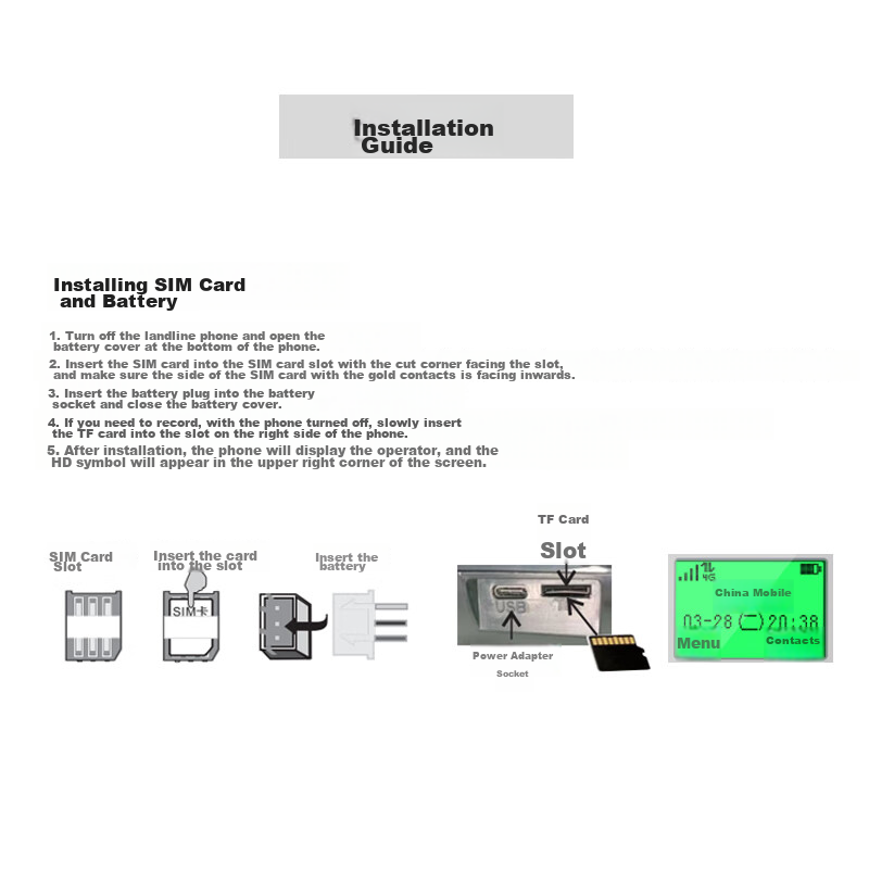 Yijiatong All-Network 4G5G Wireless Landline Phone with SIM Card, Recording Phon...