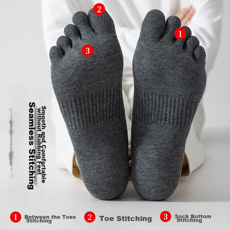 Maoren Men's Five-Toe Socks, Thin Short Socks, Pure Cotton Mesh Boat Socks, Odor...