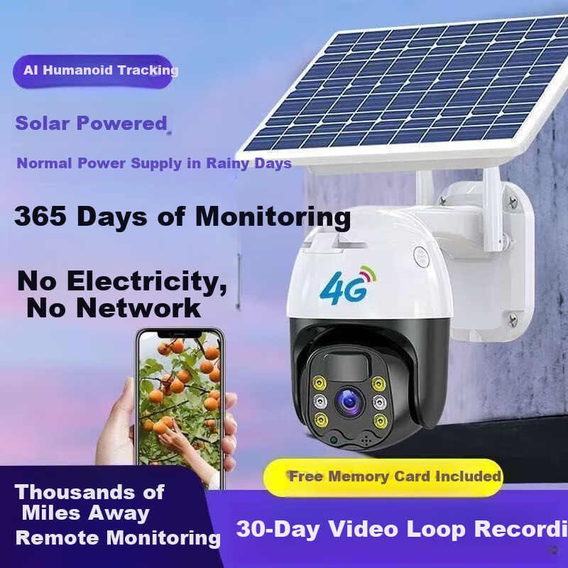 Haoqu 4G Outdoor Solar-Powered Camera, No Internet Or Power Required, 360-Degree...