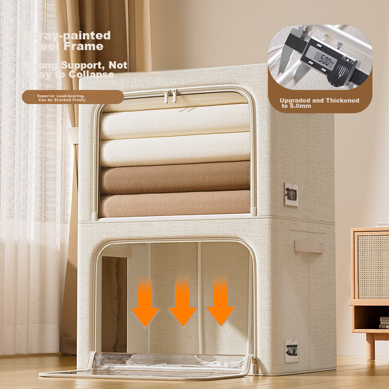 Natural House Tianshan Cotton And Linen Storage Box, Clothes And Quilt Organizer...