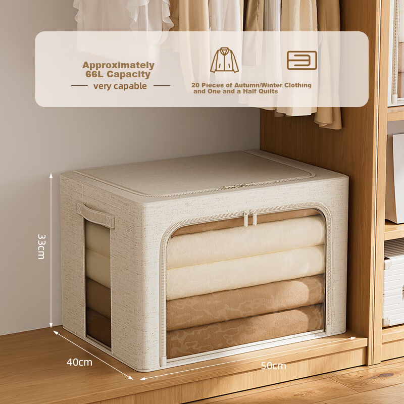 Natural House Tianshan Cotton And Linen Storage Box, Clothes And Quilt Organizer...