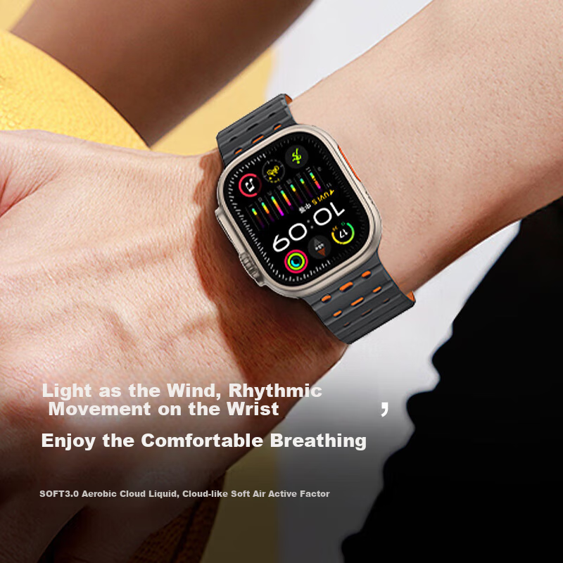 W&P Apple Watch Band Apple iWatch Ultra 1/2 Magnetic Loop Liquid Silicone Breath...