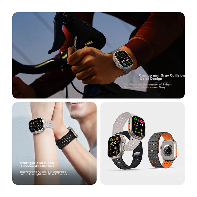 W&P Apple Watch Band Apple iWatch Ultra 1/2 Magnetic Loop Liquid Silicone Breath...