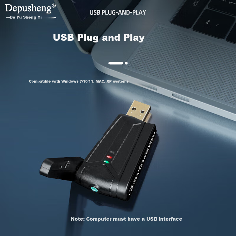 Depusheng USB Wireless Lavalier Microphone for Computer Notebook Live Video Conf...