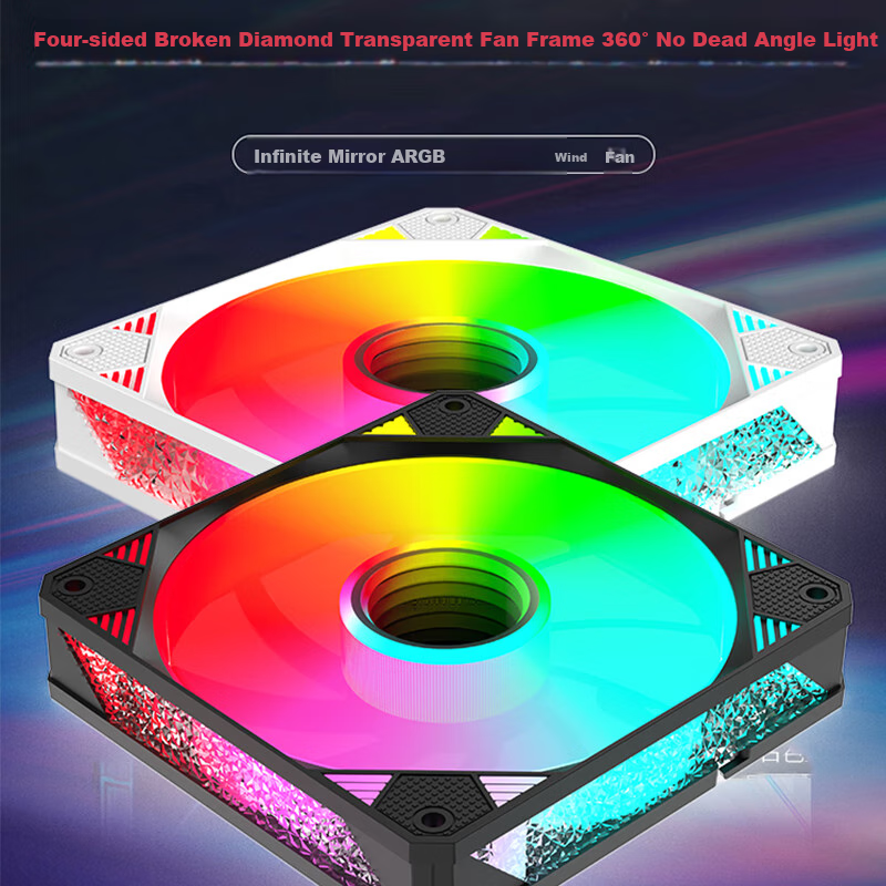 Ziyi Prism X Computer Case Fan 12cm White Positive Blade ARGB Aura Sync Noise Re...
