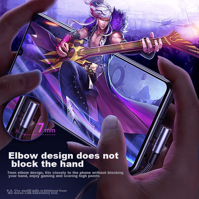 Lulian [Handheld Game Curved Head] Dual-Head Type-C Data Cable, PD100W/88W Fast...