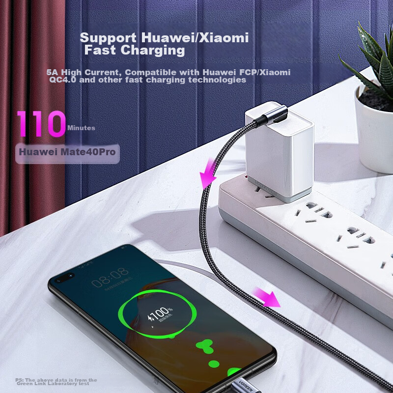 Lulian [Handheld Game Curved Head] Dual-Head Type-C Data Cable, PD100W/88W Fast...