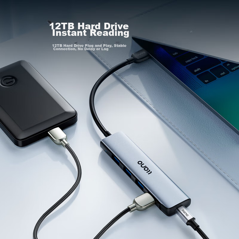 Lvjuneng USB3.0 Hub Expansion Dock, 4-Port High-Speed Hub, Laptop Multi-Port Ada...