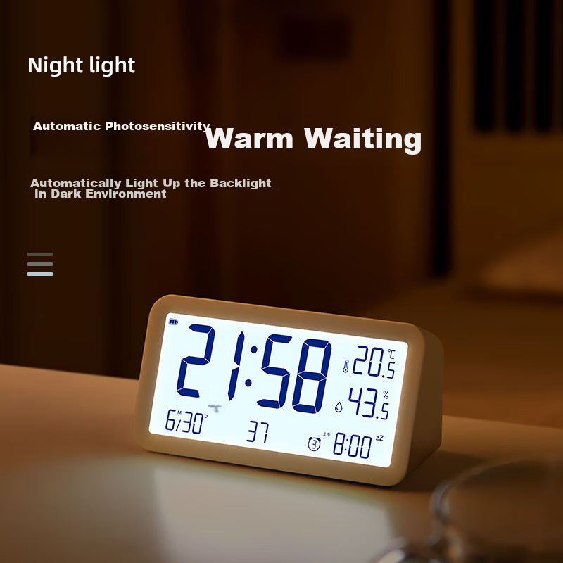 Mashi Alarm Clock, Student Thermometer And Hygrometer, Large Screen, Rechargeabl...