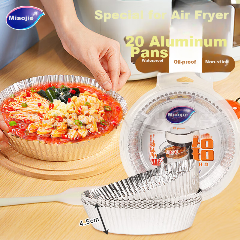 Miaojie Air Fryer Aluminum Foil Bowls And Plates, 20 Pieces, Heat-Resistant, Lon...