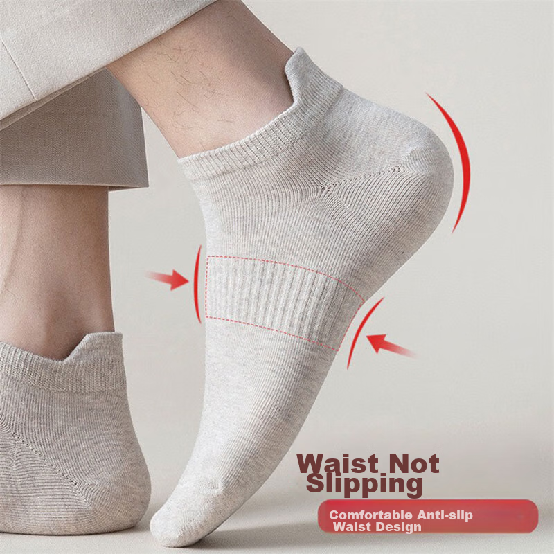 Mianshisan Men's Socks, Summer Thin Breathable Boat Socks, Solid Color Low-Cut A...