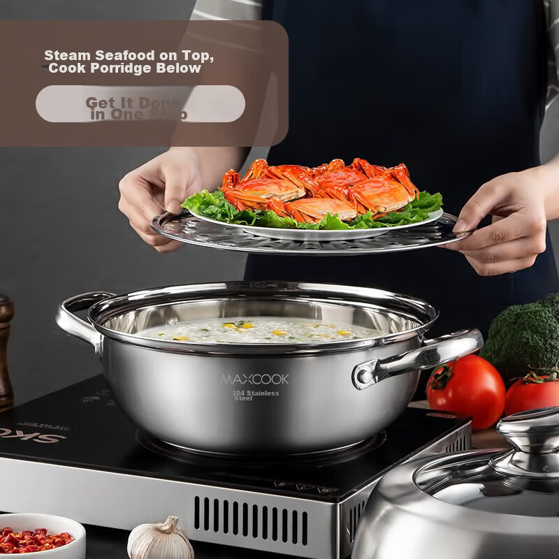 Meichun (Maxcook) Steamer Pot, Soup Pot, Hot Pot, 304 Stainless Steel, 36cm Sing...