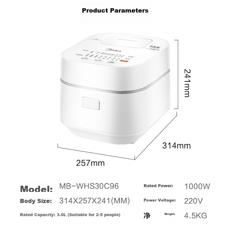 Midea Rice Cooker 3L Smart Home Appliance Rice Cooker IH Electromagnetic Heating...
